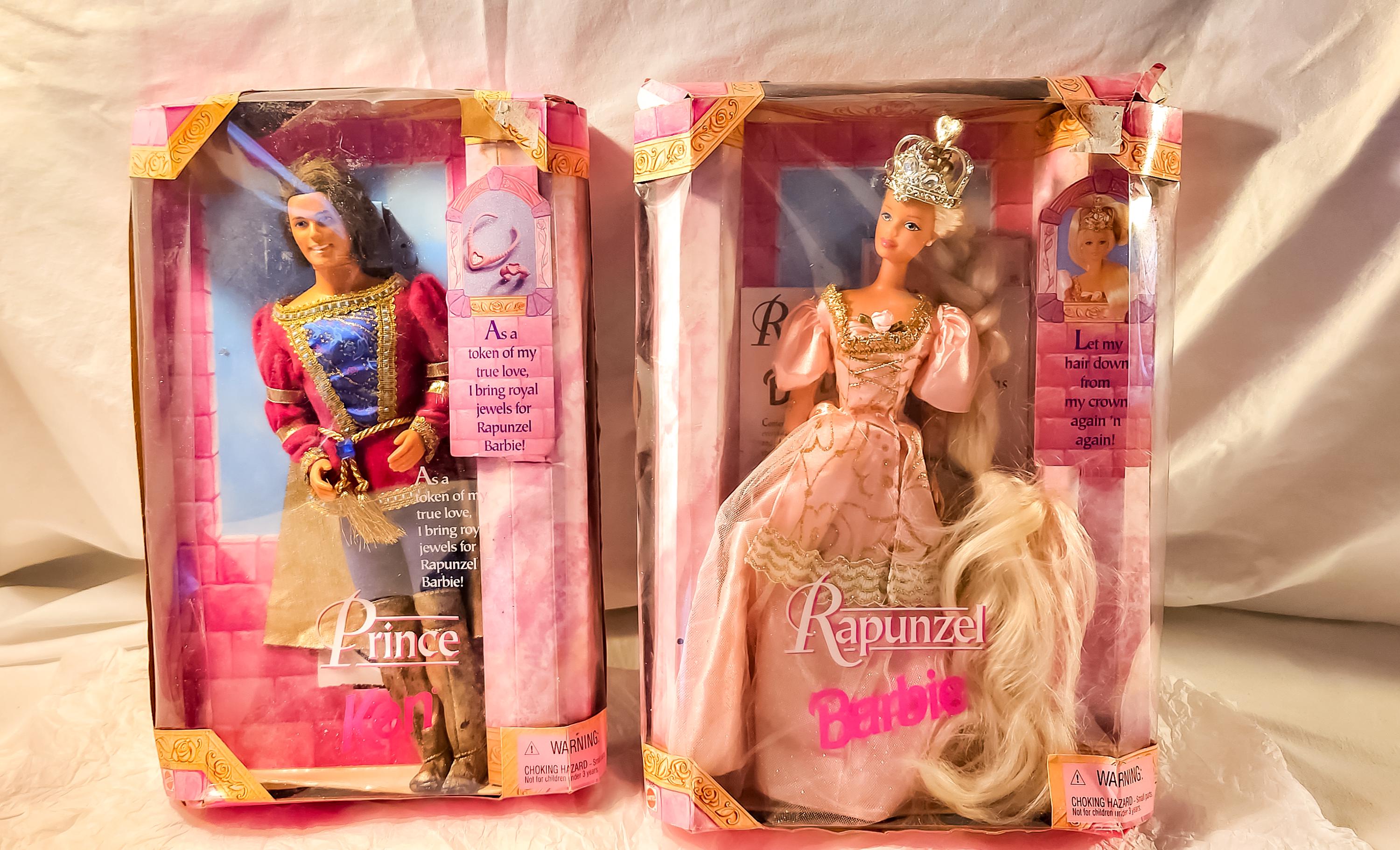 Vintage Prince Ken and Princesses Rapunzel Barbie - With Original 