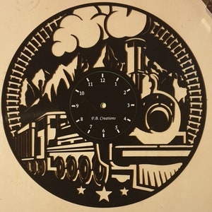 Train Locomotive vinyl klokpatroon in DXF-formaat voor lasersnijden of cnc-bewerking