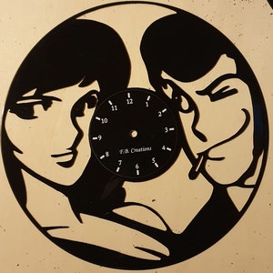 Lupin III & Fujiko vinyl klokpatroon in DXF formaat voor lasersnijden of cnc-bewerking