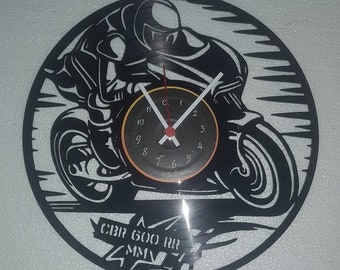 Motorbike vinyl clock pattern in DXF format for laser cutting or cnc machining