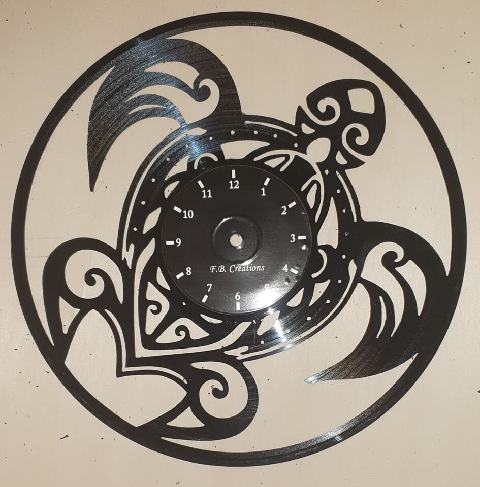 Tribal Tortoise vinyl clock pattern in DXF format for laser cutting or cnc machining