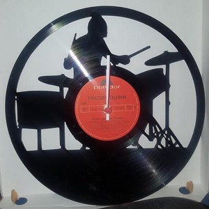 Drummer  vinyl clock pattern in DXF format for laser cutting or cnc machining