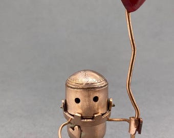 Fizzby: Handmade Copper Love Bot with Heart Balloon - Copper Anniversary