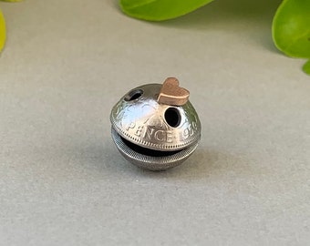 Handmade Coin Art: Luv Pud Recycled Lucky Sixpence Character