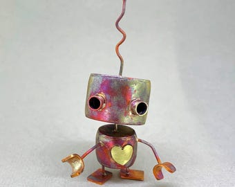 S-ta - Handmade Copper Robot Sculpture: Recycled Metal Art