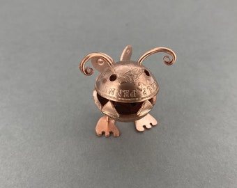 Bubba - Handmade Coinling: Copper Penny Art Figurine With Wings