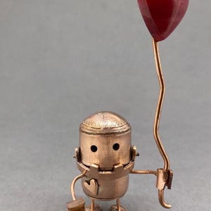 Fizzby: Handmade Copper Love Bot with Heart Balloon - Copper Anniversary