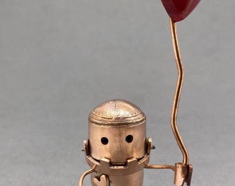 Fizzby: Handmade Copper Love Bot with Heart Balloon - Copper Anniversary