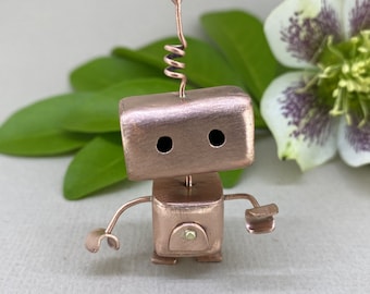 Handmade Copper Robot Sculpture - 'Latch' Dream Keeper