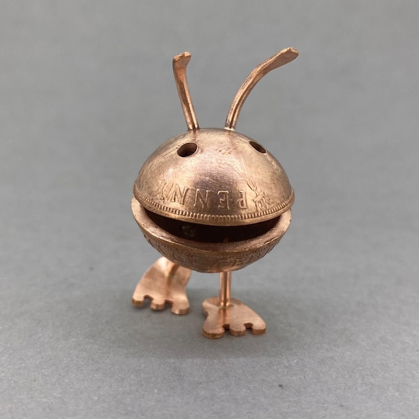 Ralph - Handmade Coinling Robot: Up-cycled Copper Coin Art