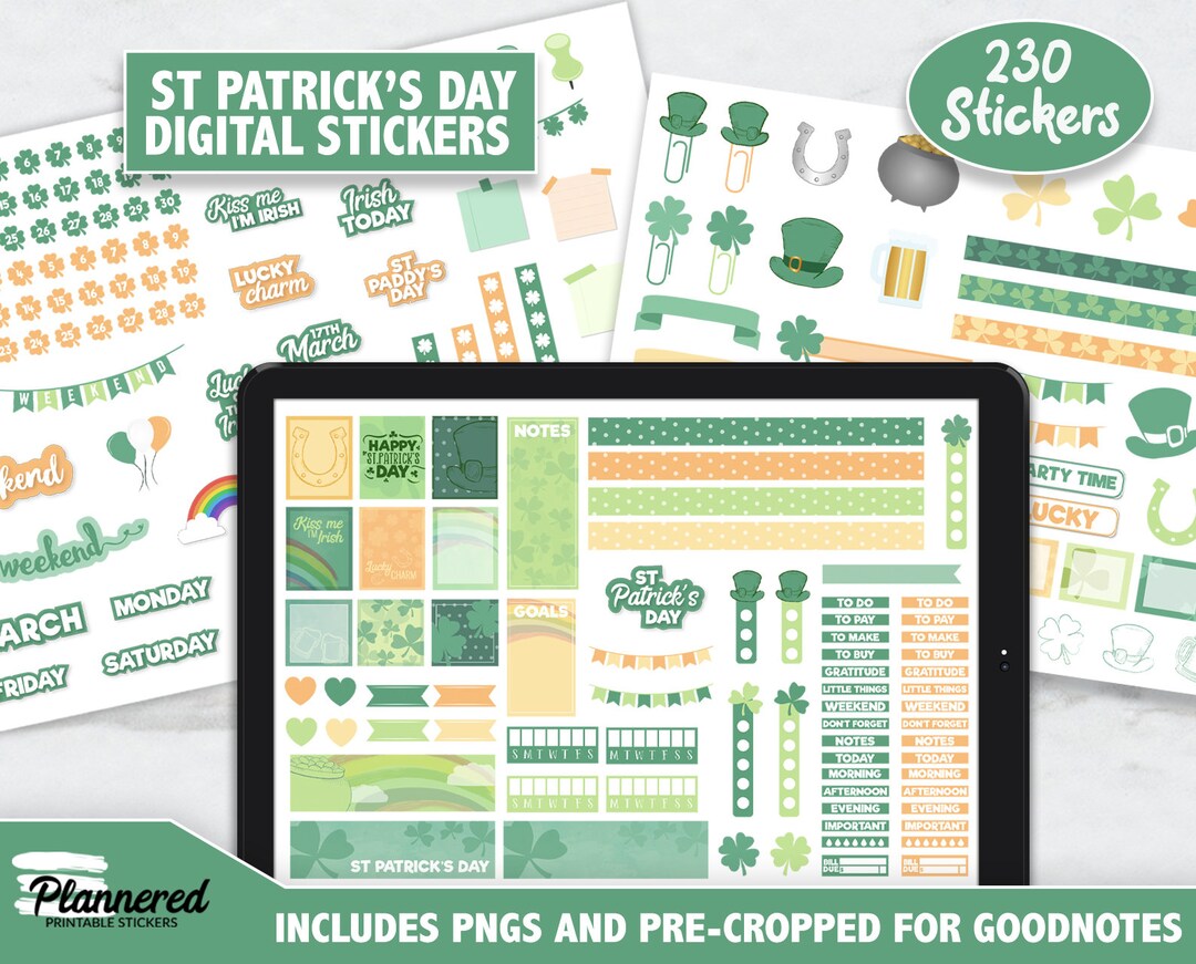 St Patrick's Day Digital Stickers, St Paddy's Digital Goodnotes ...