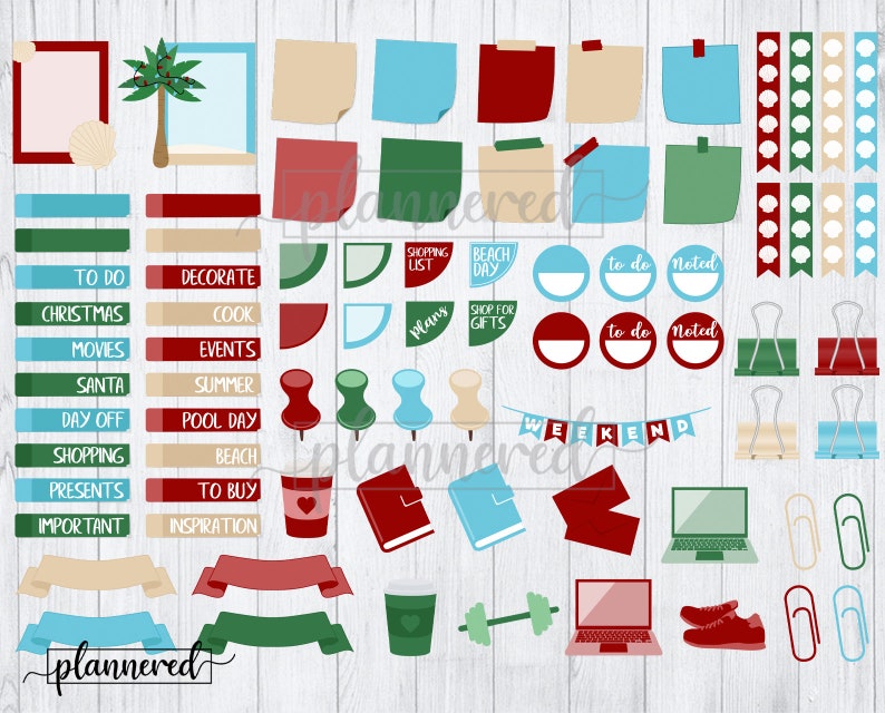 Puede incluir: Un conjunto de pegatinas digitales para planificadores coloridas con varios dise&ntilde;os, que incluyen temas navide&ntilde;os, de playa y de verano. Las pegatinas incluyen texto como "To Do", "Decorar", "Navidad", "Cocinar", "Pel&iacute;culas", "Eventos", "Santa", "Verano", "D&iacute;a libre", "D&iacute;a de piscina", "Compras", "Playa", "Regalos", "Para comprar", "Importante", "Inspiraci&oacute;n", "Lista de compras", "D&iacute;a de playa", "Comprar regalos", "Planes", "Fin de semana", "Anotado" y "Para hacer".