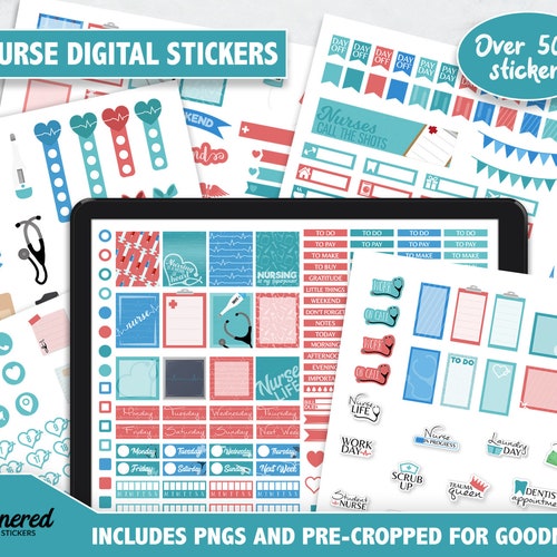 Nurse Digital Stickers Digital Goodnotes Stickers 520 Etsy