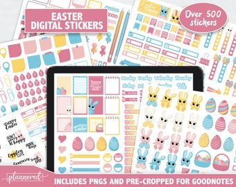 Easter Digital Stickers, Goodnotes Stickers for April, 500+ digital planner stickers, Easter ipad stickers, Spring Precropped goodnotes