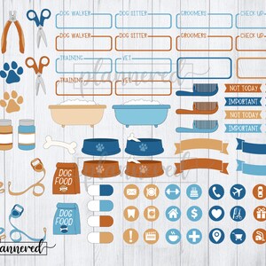 Puede incluir: Un conjunto de pegatinas coloridas con tem&aacute;tica de perros para un planificador o diario. Las pegatinas incluyen im&aacute;genes de bolsas de comida para perros, correas, huesos, patas de perro, un ba&ntilde;o para perros, un peluquero para perros y un paseador de perros. Las pegatinas tambi&eacute;n incluyen texto como "Comida para perros", "Entrenamiento", "Veterinario", "Peluqueros", "Revisi&oacute;n", "No hoy", "Importante", "No", y "Hecho".