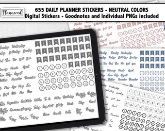 Digital Daily Goodnotes Stickers, Goodnotes Planner Stickers, Black Month stickers, Day stickers, Digital neutral stickers, digital planning