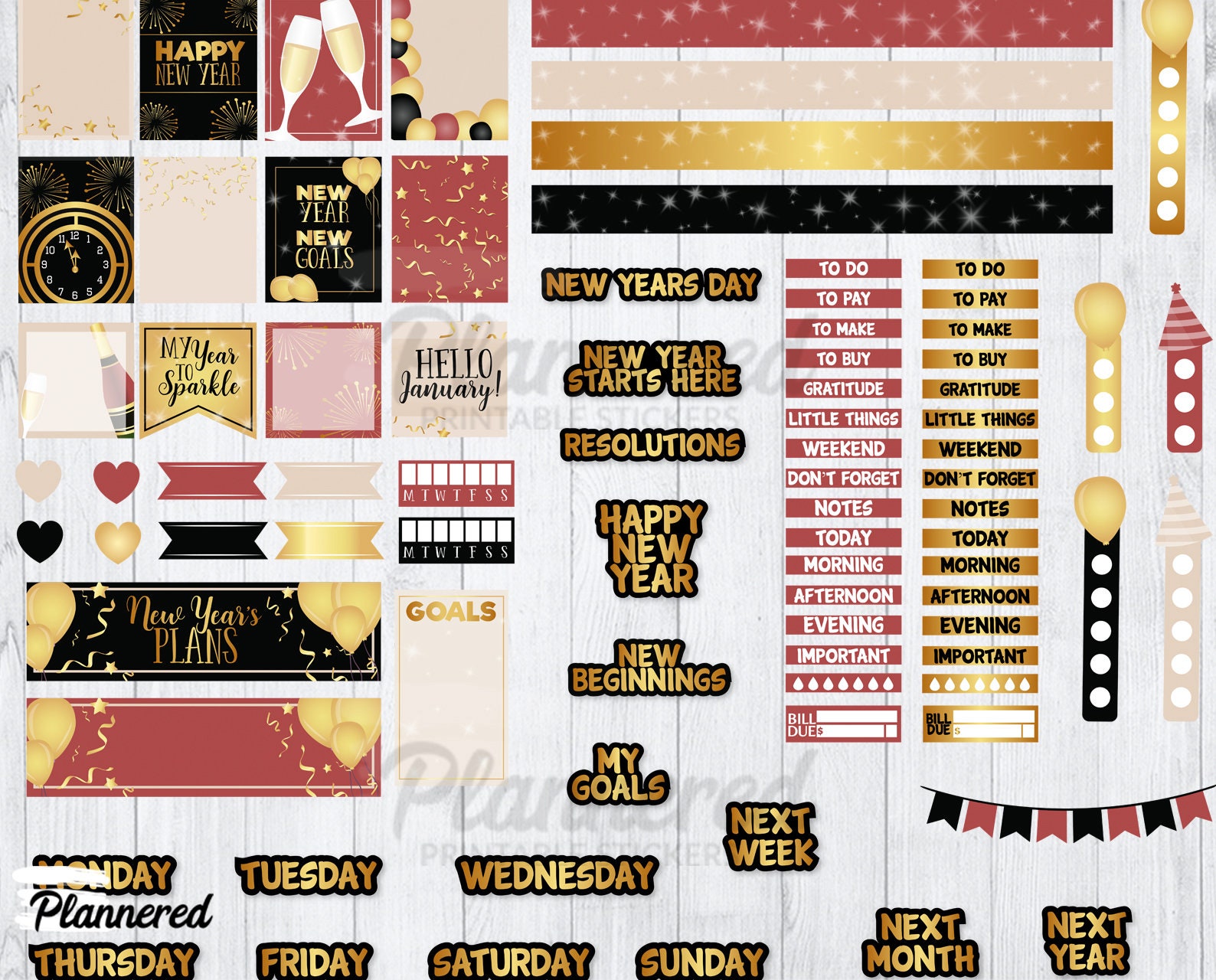 New Years Digital Stickers, Digital Goodnotes Stickers, 187 Stickers ...