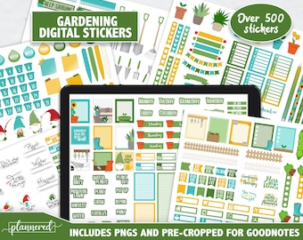 Gardening Digital Stickers, 500+ digital functional gardening sticker set, Precropped goodnotes stickers for gardeners, plan your garden