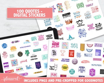 Quote Digital Stickers, Precropped goodnotes motivational quote stickers, quote planner digital sticker set, goodnotes and individual files