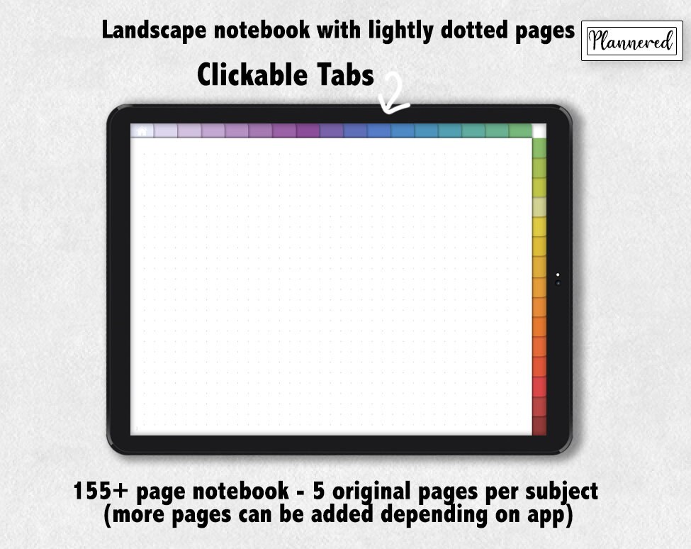 Good Notes Landscape Notebook 31 Subject Digital Notebook, Rainbow Digital Notebook for Goodnotes ...