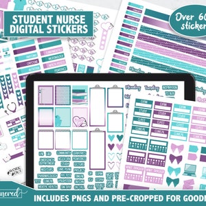 Student Nurse Digital Stickers, 600+ student nursing digital sticker set, Precropped goodnotes stickers for nursing students, exams, classes