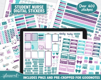 Student Nurse Digital Stickers, 600+ student nursing digital sticker set, Precropped goodnotes stickers for nursing students, exams, classes