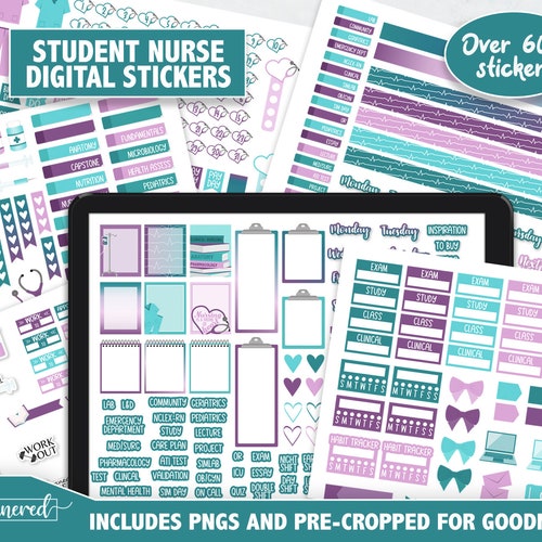 Student Nurse Digital Stickers 600 Student Nursing Digital Etsy