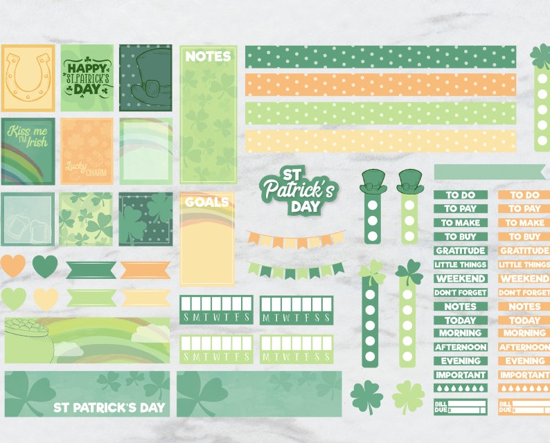 St Patrick's Day Digital Stickers, St Paddy's Digital Goodnotes Stickers, 230 stickers for saint paddy's day, precropped goodnotes stickers image 3