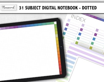 31 Subject Digital Notebook, Rainbow Digital Notebook for goodnotes, Landscape digital notebook, Dotted, Landscape ipad notebook, colorful