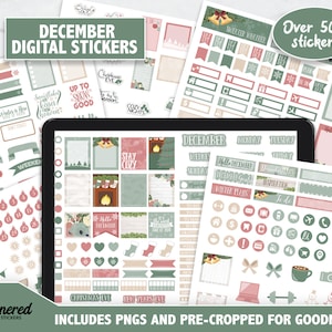 December Digital Stickers, 500+ digital December sticker set, Precropped goodnotes stickers for winter, Christmas Monthly digital stickers
