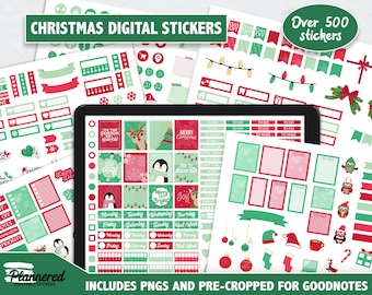 Christmas Digital Stickers, Christmas stickers for goodnotes, 500+ digital xmas stickers, Precropped digital stickers, christmas-y stickers