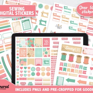 Sewing Digital Stickers, 500+ digital sewing sticker set, Precropped goodnotes stickers for seamstresses, Sewing Monthly digital stickers