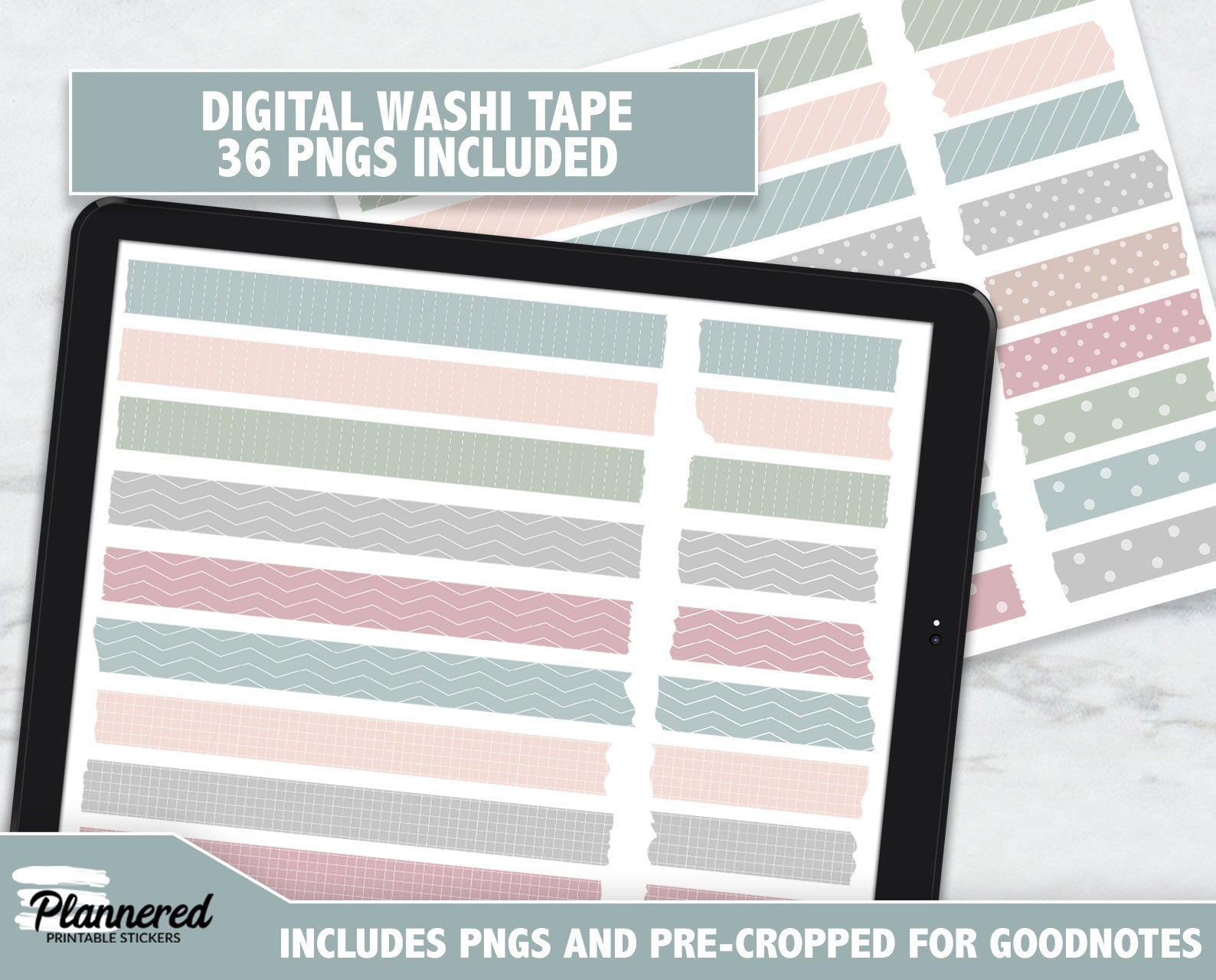 Washi Tape Digital Stickers, Precropped Goodnotes Washi Png Stickers ...