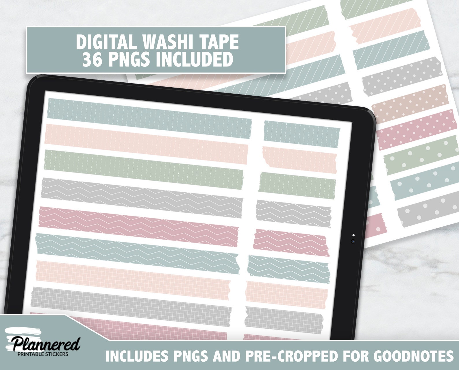 Washi Tape Digital Stickers, Precropped Goodnotes Washi Png Stickers ...
