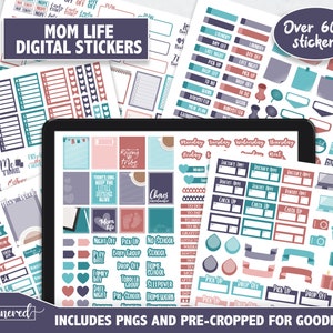 Mom Digital Stickers, preschool kids digital sticker set, 600+ Precropped goodnotes stickers for preschool age, Mom life digital goodnotes