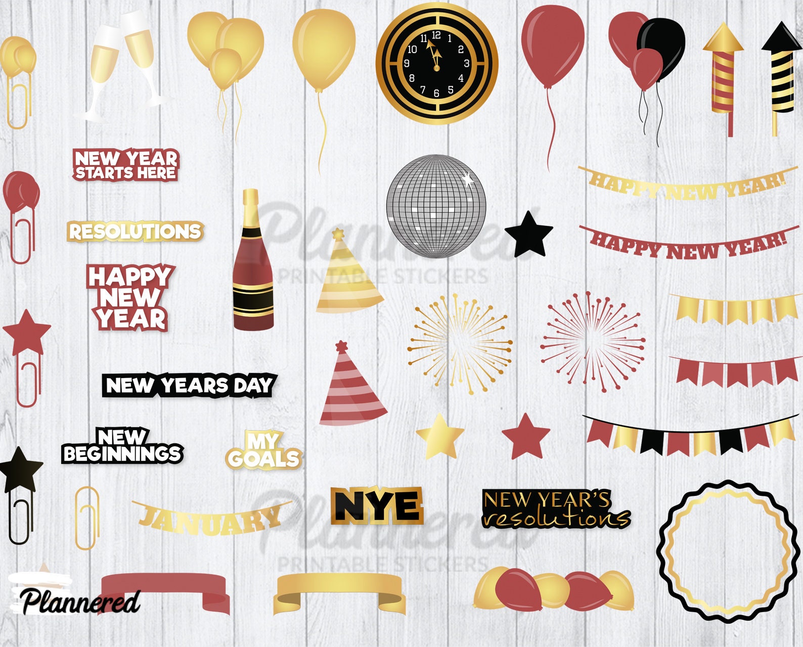 New Years Digital Stickers, Digital Goodnotes Stickers, 187 Stickers ...