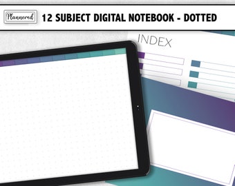 12 Subject Digital Notebook, Mermaid Digital iPad Notebook, Teal to Purple Digital Notebook, dotted Goodnotes planner, notebook 12 subjects