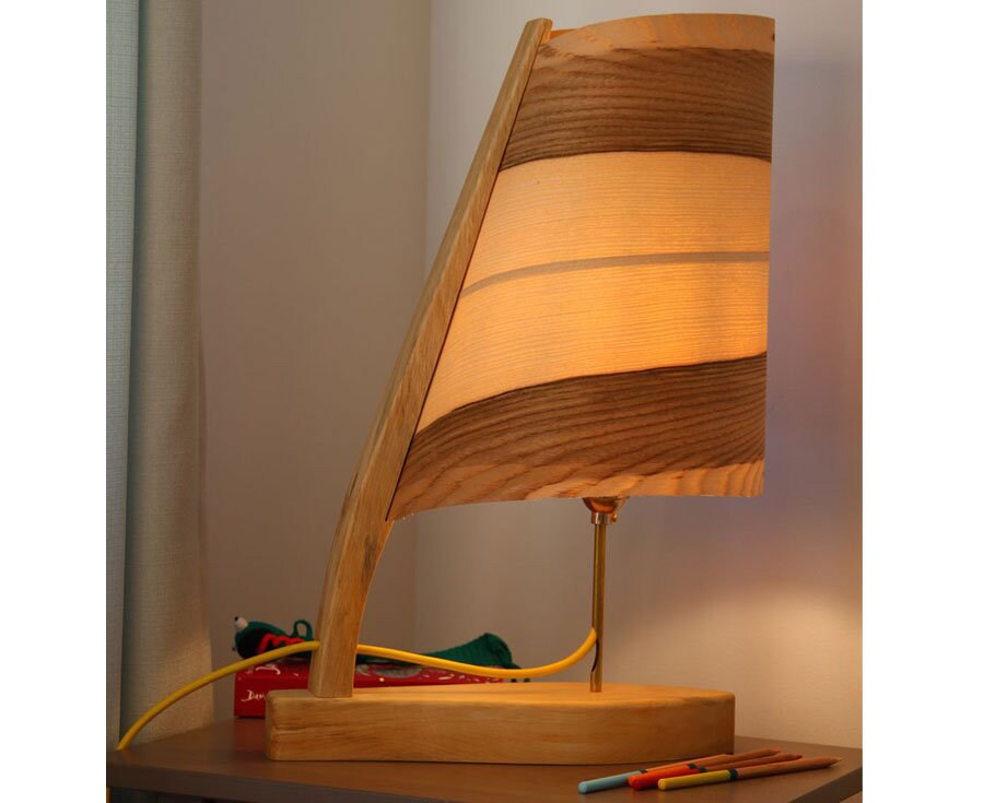 Boat Table Lamp Contemporary Lamp Wooden Bedside Lamp Etsy