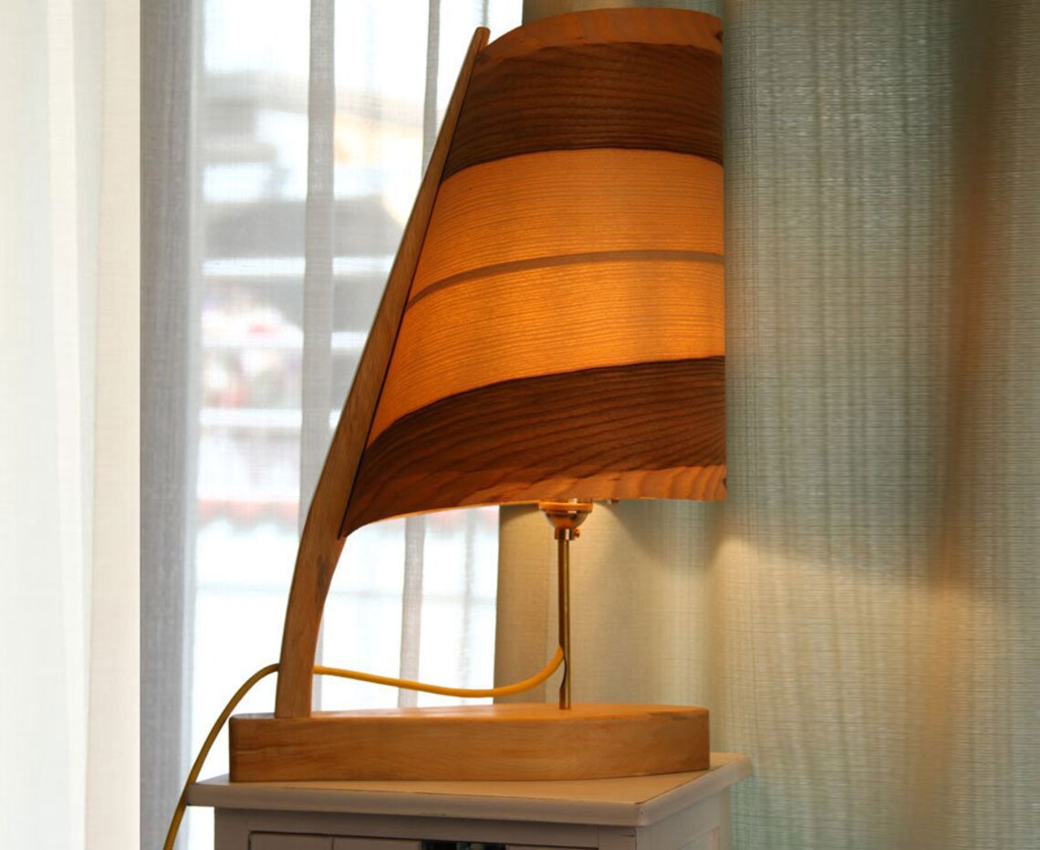 Boat Table Lamp Contemporary Lamp Wooden Bedside Lamp Etsy UK