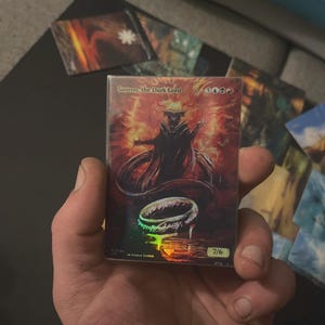 MTG Legendary Commander Sauron Lotr Gandalf Smaug Card fOIL-COPIA da opera d'arte originale dipinta a mano
