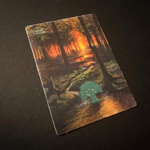 Copia della carta MTG Plains Island Mountain Swamp Forest dall'originale opera d'arte dipinta a mano e modificata