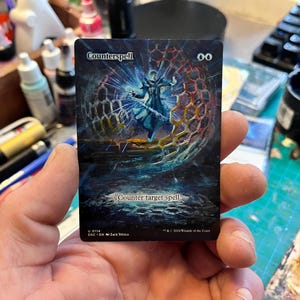 Magie The Gathering verändert Counterspell Karte Original Kunstwort Schild Realismus Malerei Acryl handgefertigt