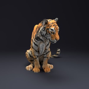 虎 - 3D 樹脂プリント - 未塗装 - 動物の巣のミニチュア - DND フィギュア