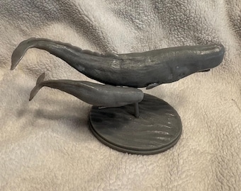 Sperm Whale and Calf - Unpainted - 3D Resin Printed - Animal Den Miniatures
