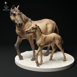 Horse and Colt - 3D Resin Printed - Unpainted - Animal Den Miniatures
