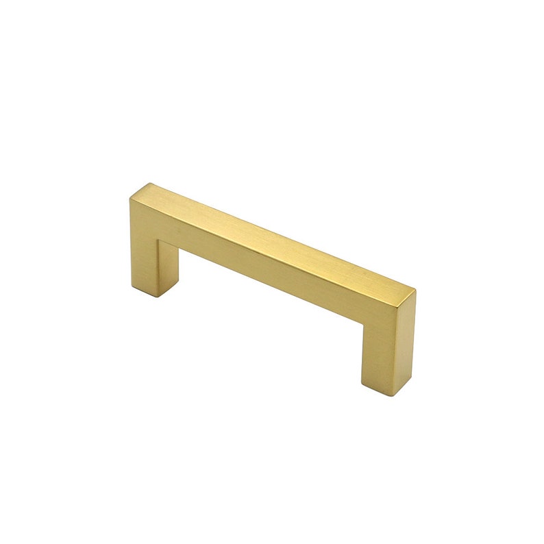 Drawer Pulls Brushed Brass Pull and Knobs Square Kitchen Etsy