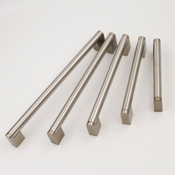 Brushed Nickel Cabinet Pulls Handles Stainless Steel Square Etsy