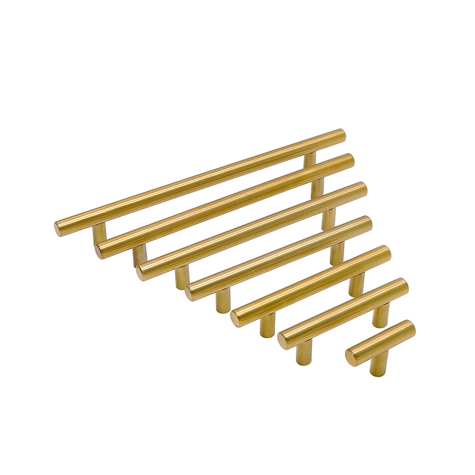 Brushedn Brass Drawe Pulls T Bar Matching Round Handle Etsy