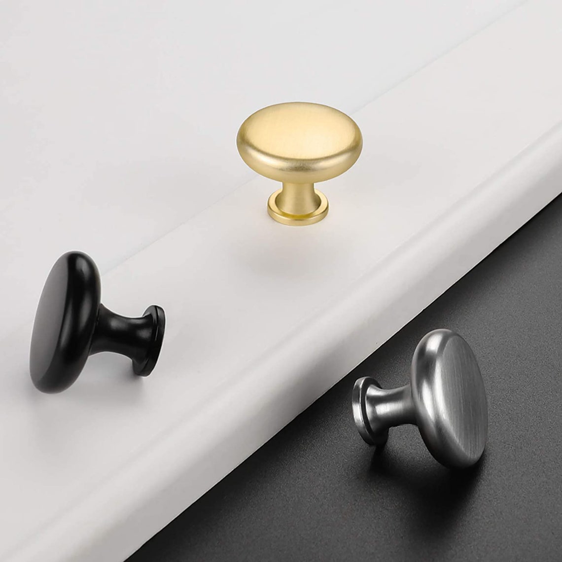 Black/ Brushed Brass/ Brushed Nicekl Drawer Pulls Round and Etsy