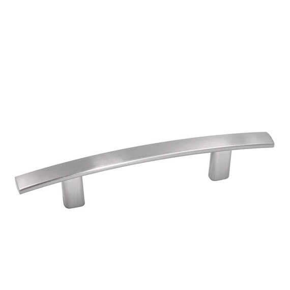 Brushed Nickel Cabinet Door Pulls Curved Drawer Handles Modern Etsy